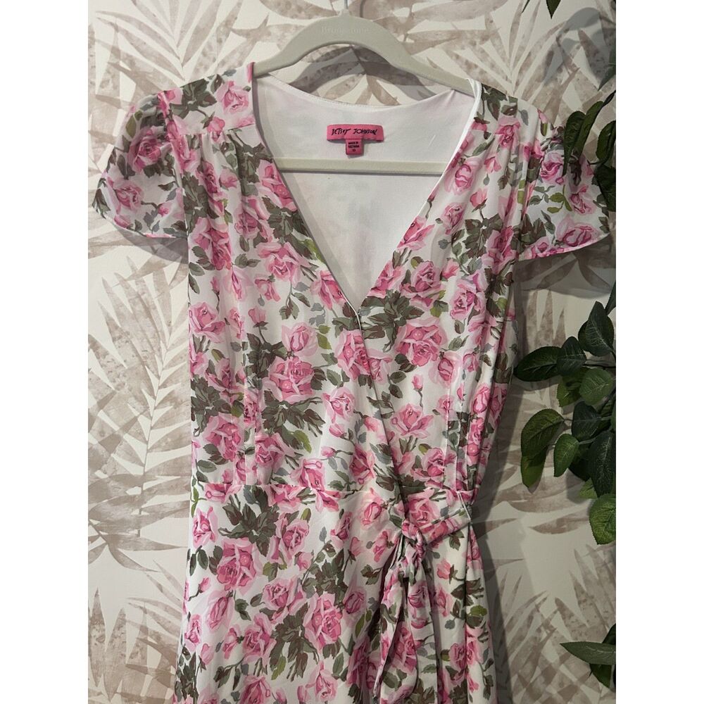 NWOT Betsey Johnson Floral Midi Wrap Dress Size 10 Romantic Boho - Picture 8 of 9